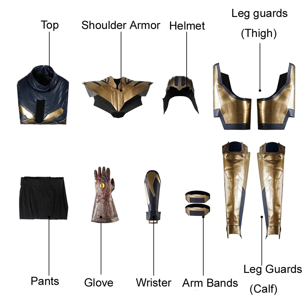 Déguisement Thanos - Armure Endgame Bleu Marine et Or avec Bottes