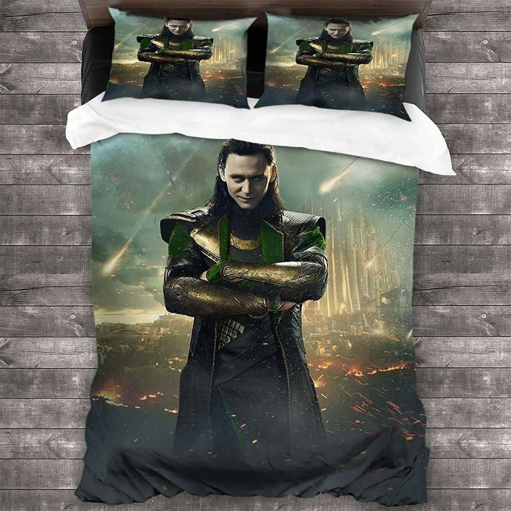 Housse de Couette Avengers Loki - Bras Croisés Cité d'Asgard