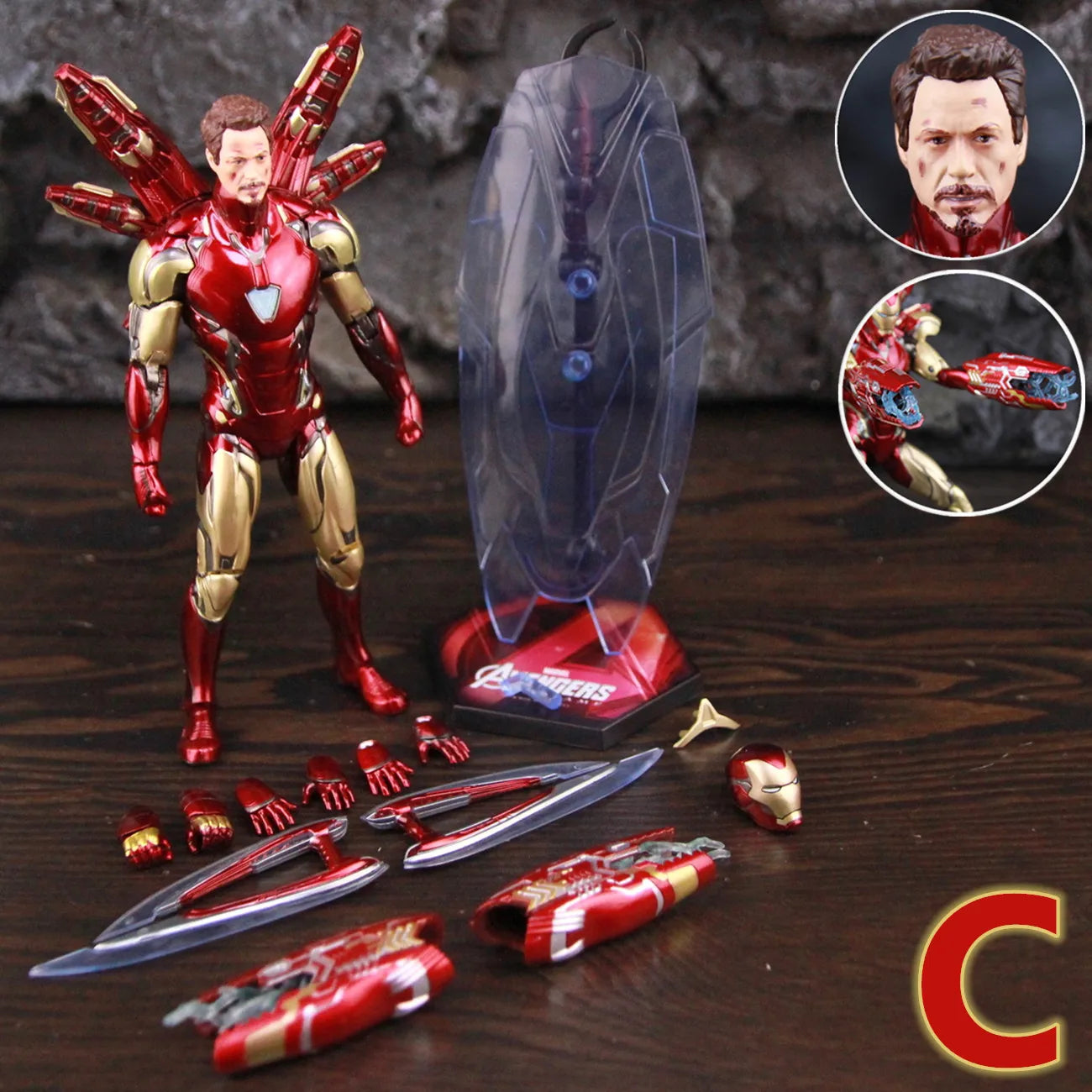 Figurine ZD Toys Iron Man MK85 2.0 LED - Visage Tony Stark Variante C