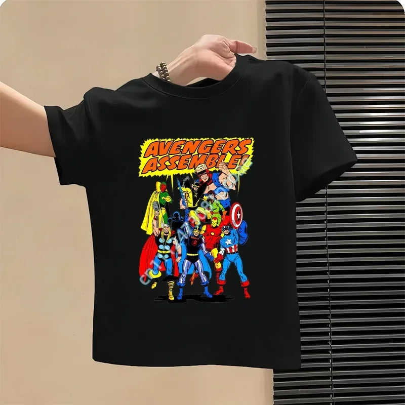 T-Shirt Enfant Avengers - Design Équipe Comic Noir