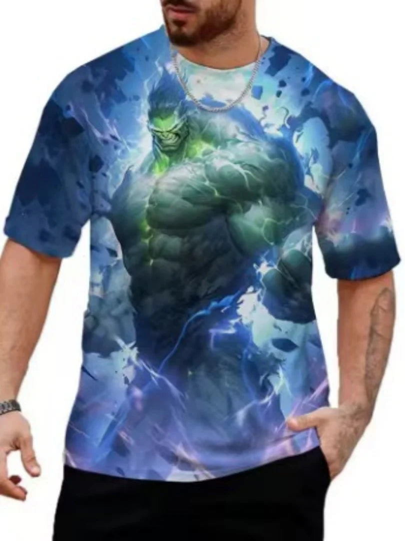 T-shirt Homme 3D Hulk - Tempête Électrique Bleue