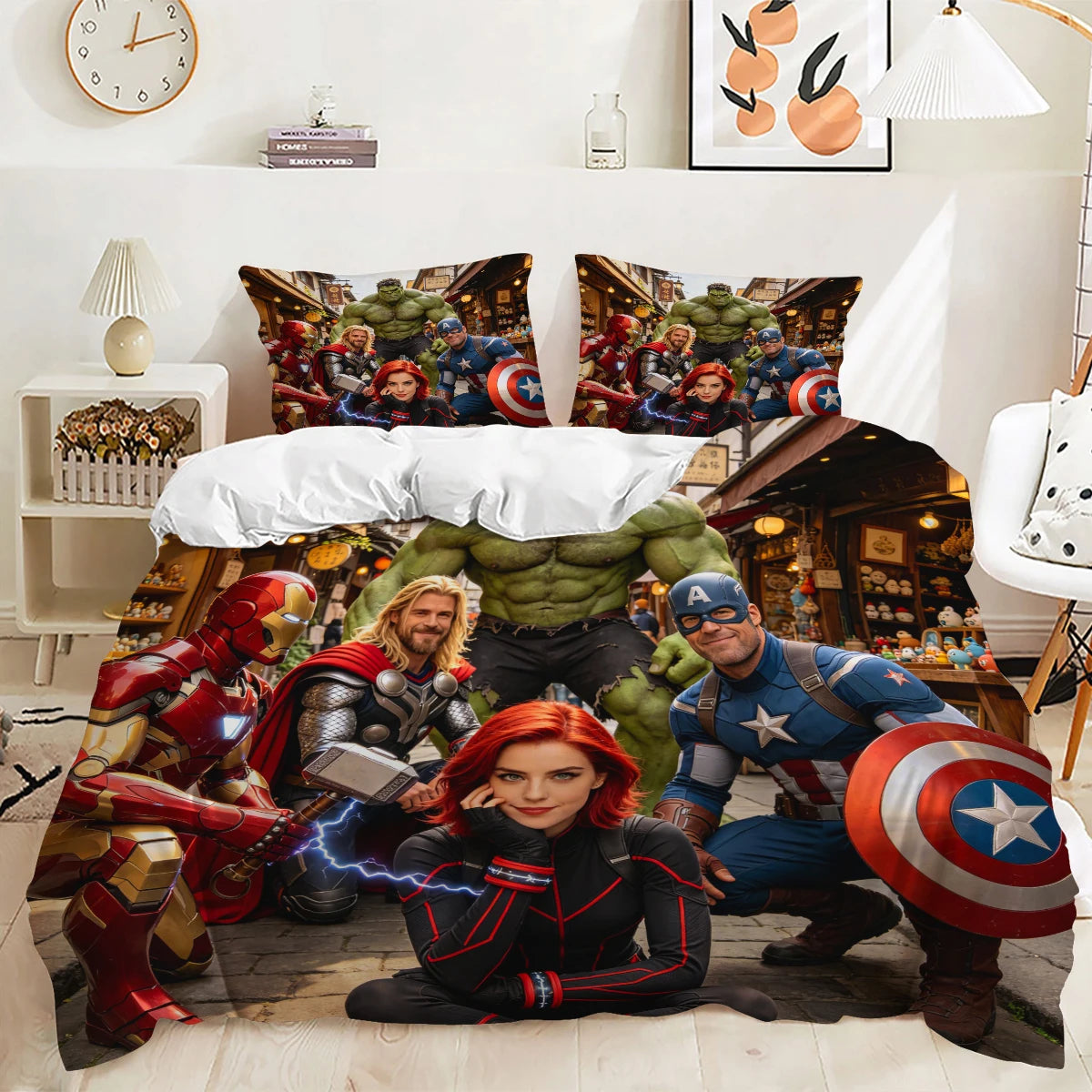 Housse de Couette Avengers - Design Équipe Colorée