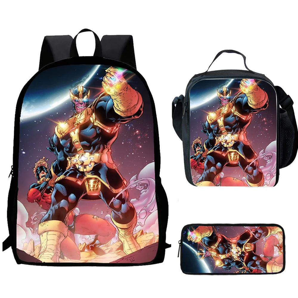 Sac à Dos Thanos Comics 3 Pièces - Gant Infini Espace Set École Enfant