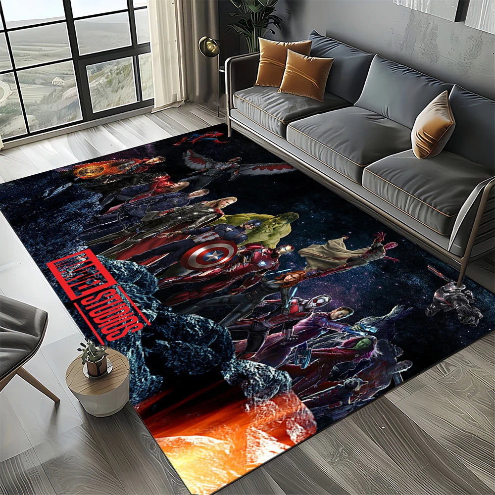 Tapis Avengers 3D - Design Équipe Sombre Rouge