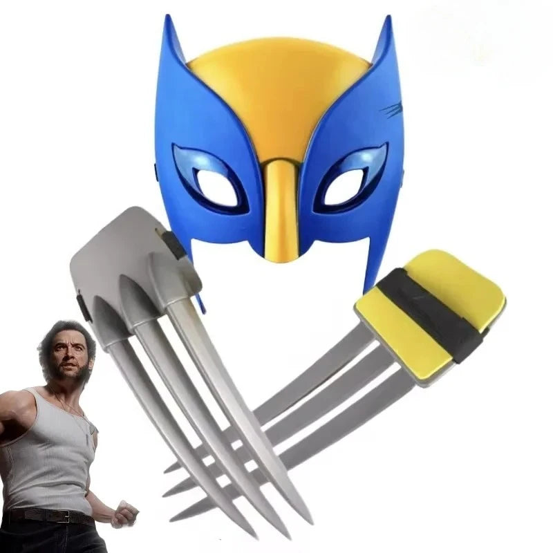 Kit Cosplay Wolverine - Masque Bleu Jaune et Griffes Rétractables