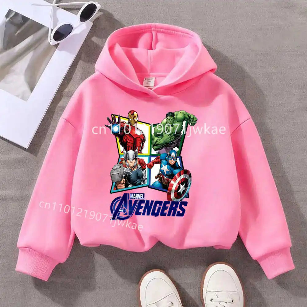Sweat Capuche Enfant Avengers Losange 4 Heros - Rose