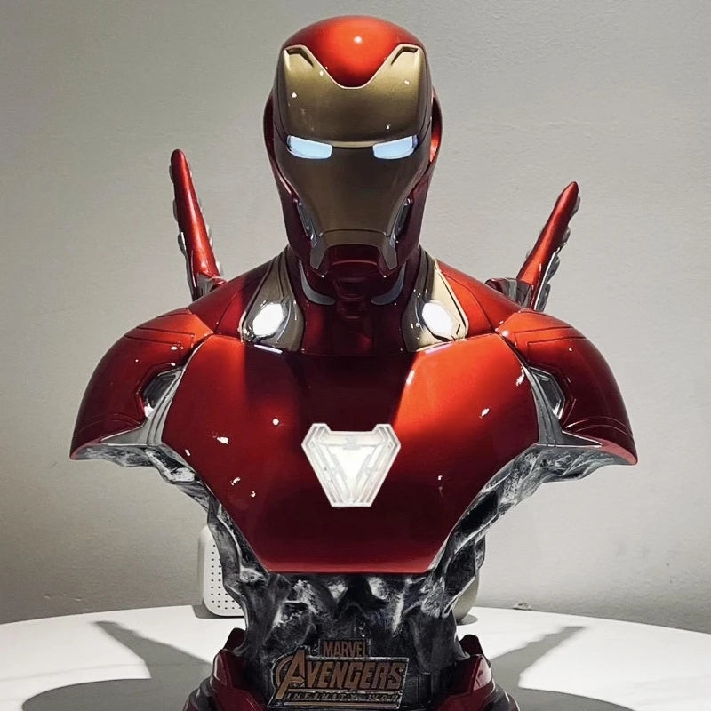 Buste Résine Lumineux Iron Man MK50 - Socle Marbré Noir