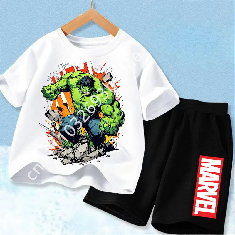 T-Shirt Avengers Hulk Enfant - Ensemble Blanc Short Noir