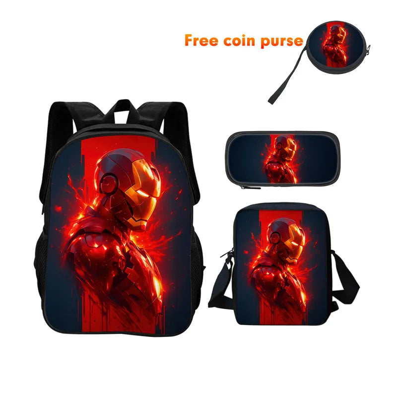 Ensemble Cartable 3 Pièces Avengers Iron Man - Profil Silhouette Flammes