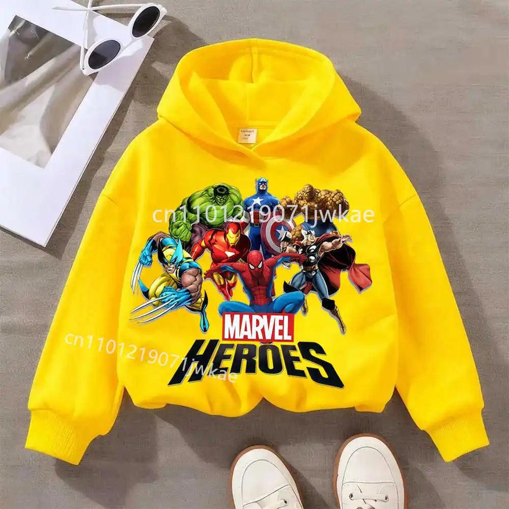 Sweat Capuche Enfant Marvel Heroes Groupe - Jaune
