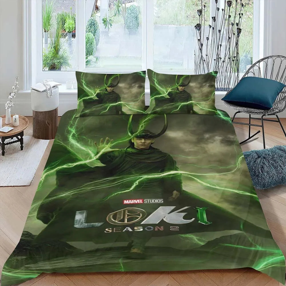 Housse de Couette Avengers Loki - Saison 2 Éclairs Verts