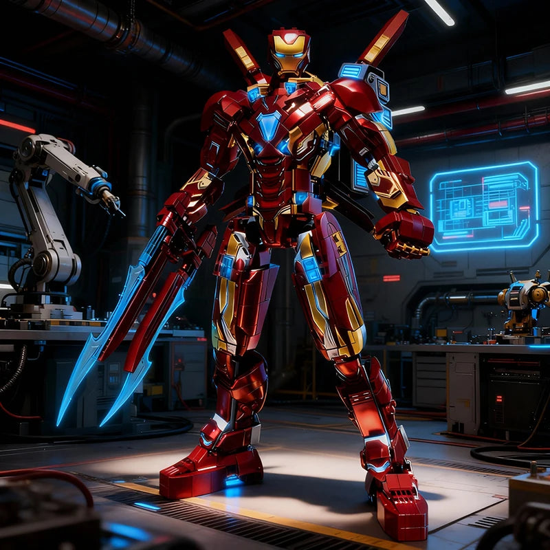 Set Building Blocks Iron Man MK50 Mecha - Lames Énergie 1500+ Pièces