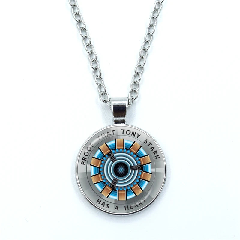 Collier Pendentif Réacteur Arc Tony Stark - Iron Man Verre Cabochon