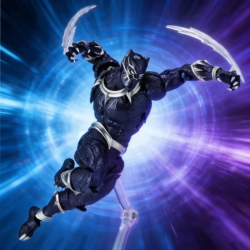 Figurine Black Panther 3.0 Articulée - Texture Écailles Doré Lance Décor