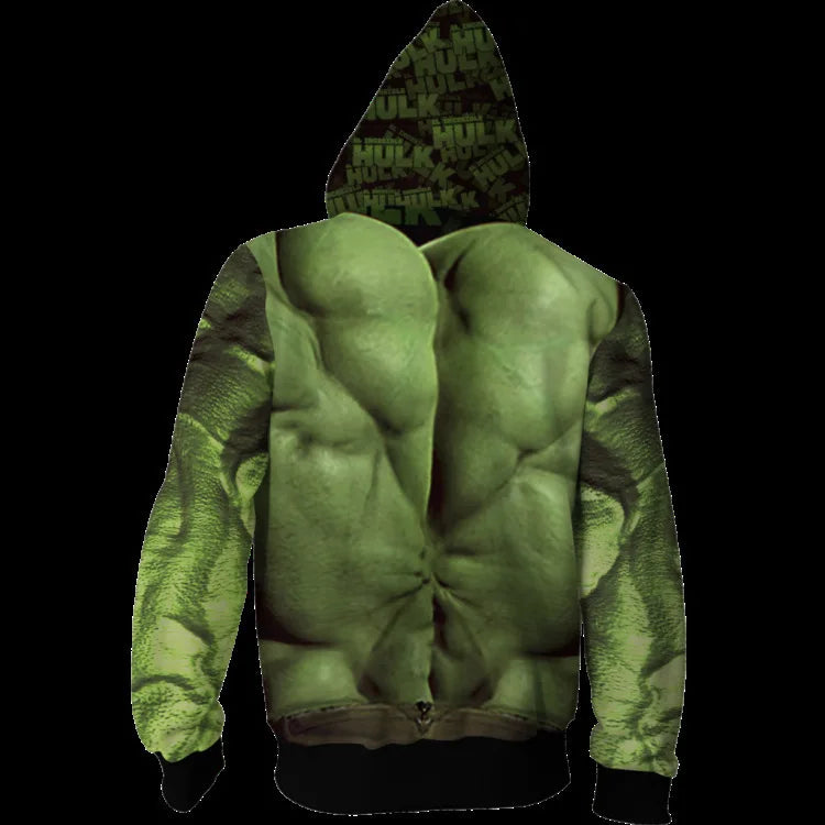 Sweat à Capuche Hulk - Zippé Impression Torse Musclé