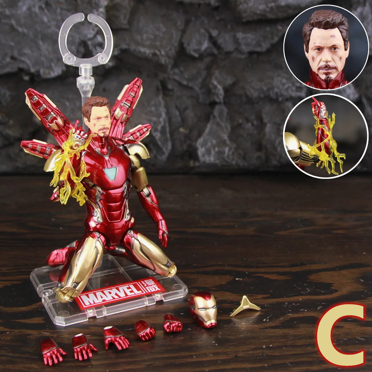 Figurine ZD Toys Iron Man MK85 2.0 LED - Pose Agenouillée Effet Lumineux