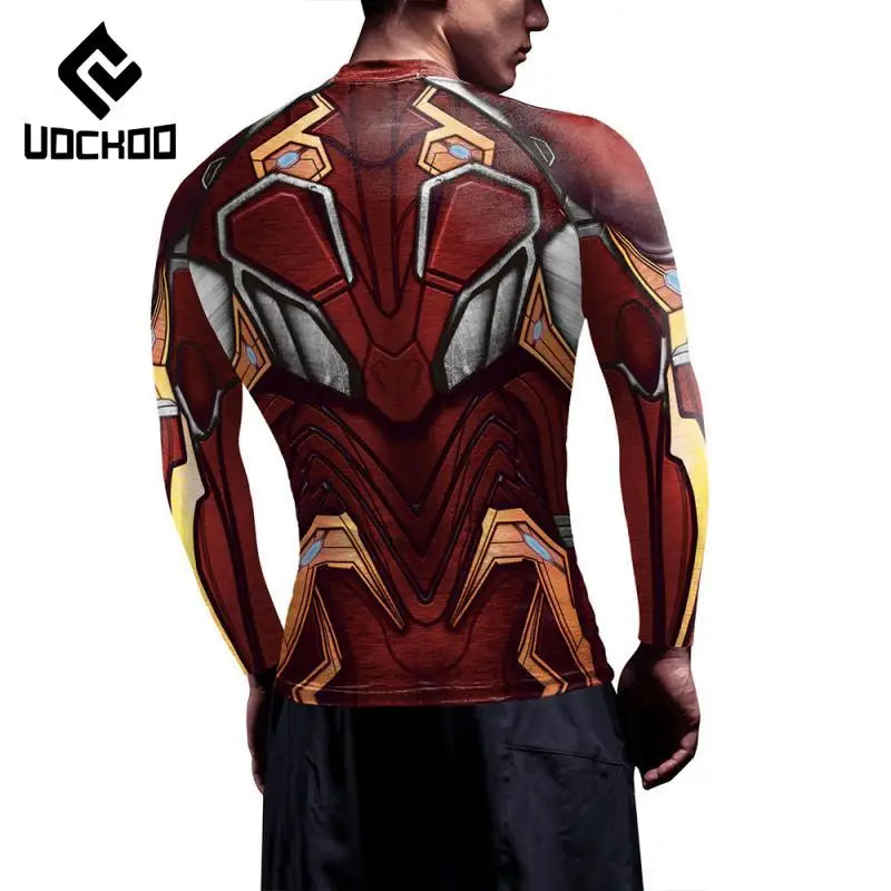 T-Shirt Compression Iron Man - Manches Courtes Armure Rouge