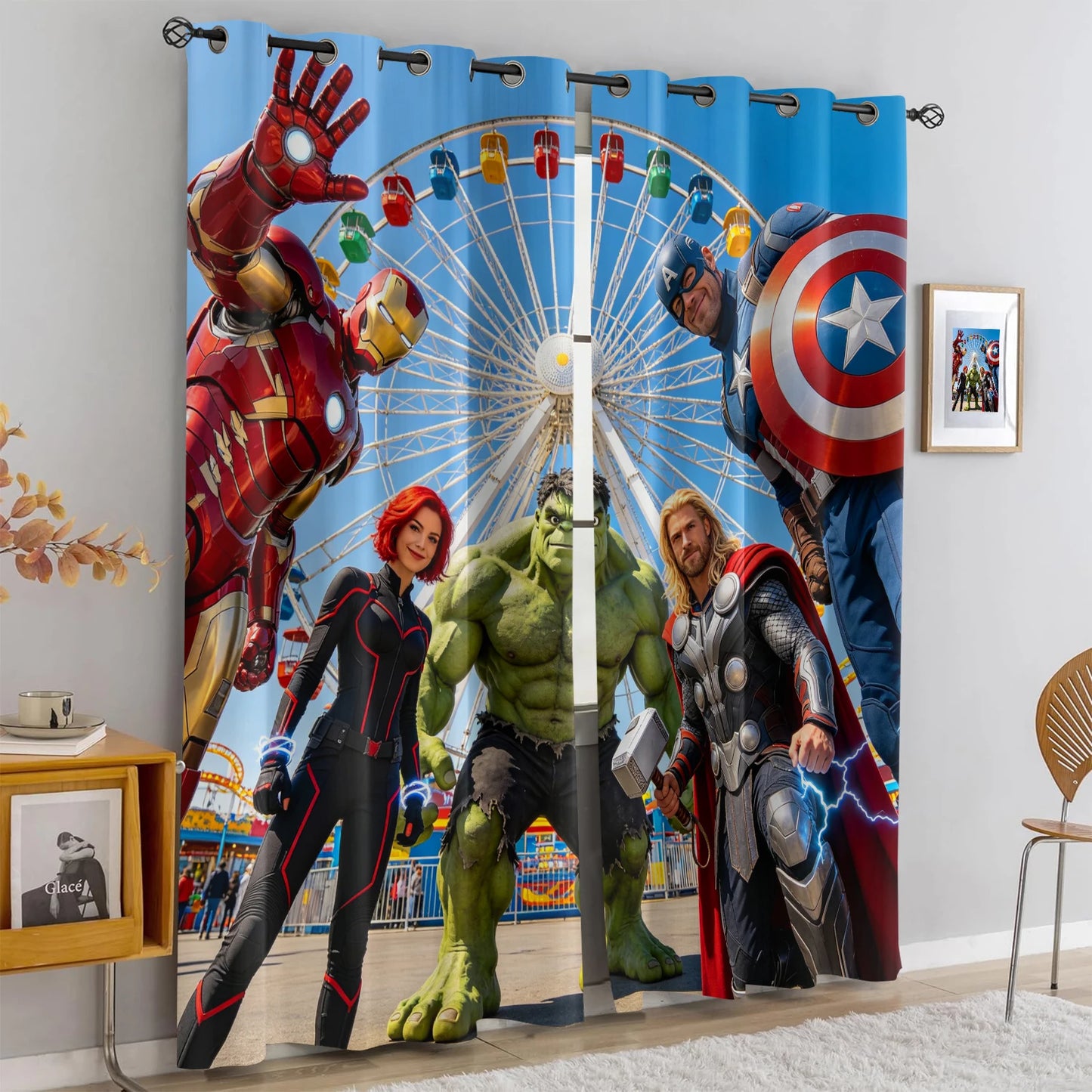 Rideaux Avengers Superhero - Occultant Bleu Équipe