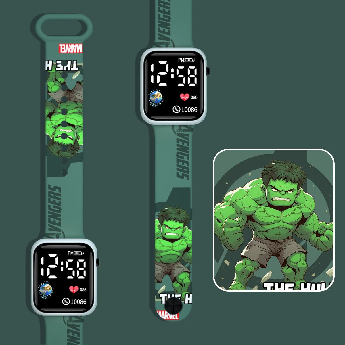 Montre LED Enfant Hulk - Vert Foncé