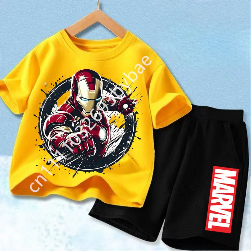 T-Shirt Avengers Iron Man Enfant - Ensemble Jaune Short Noir