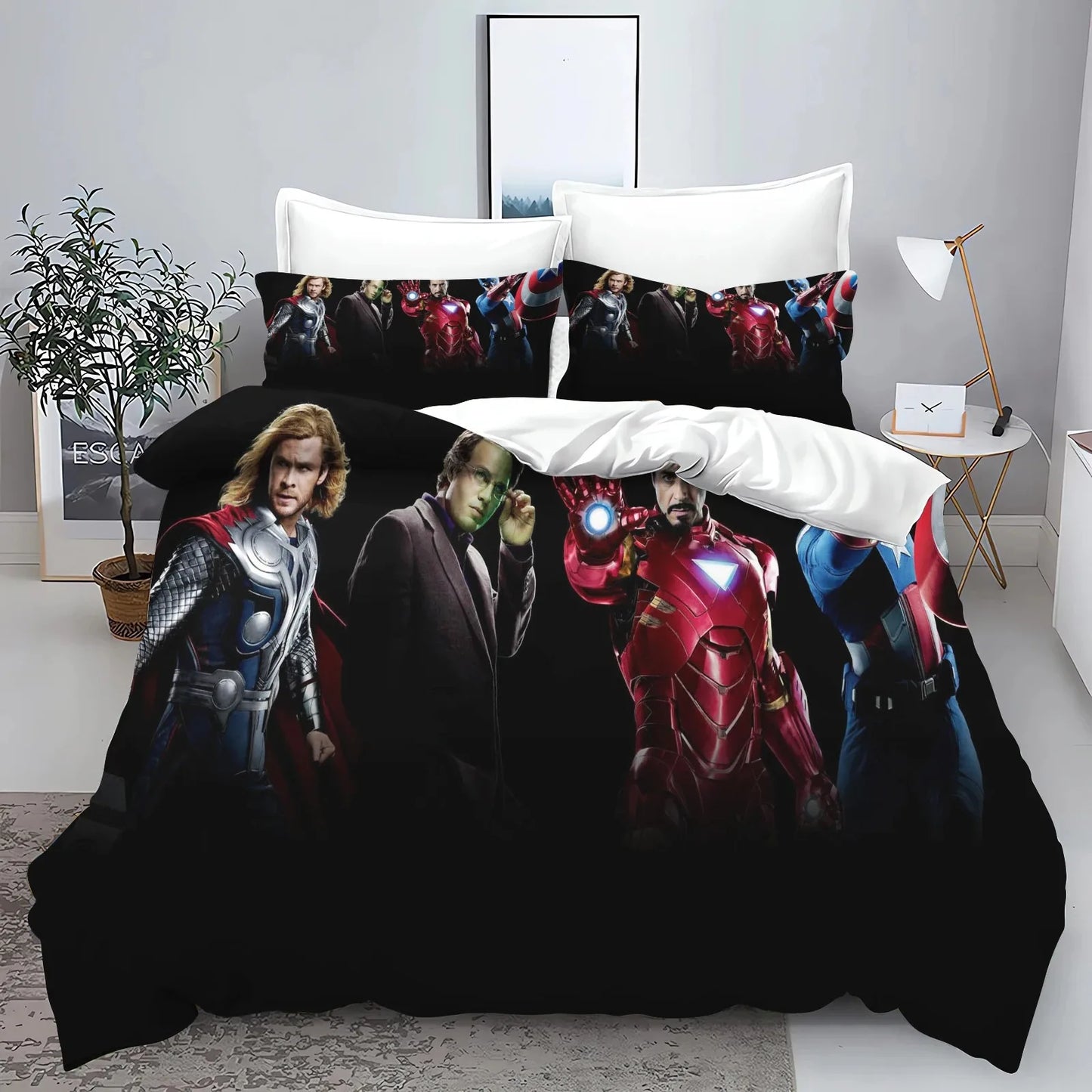 Housse de Couette Avengers - Groupe Fond Noir