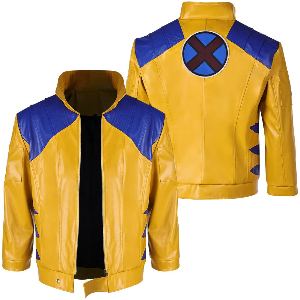 Déguisement Wolverine - Veste en Cuir Jaune et Bleue avec Griffes Métalliques