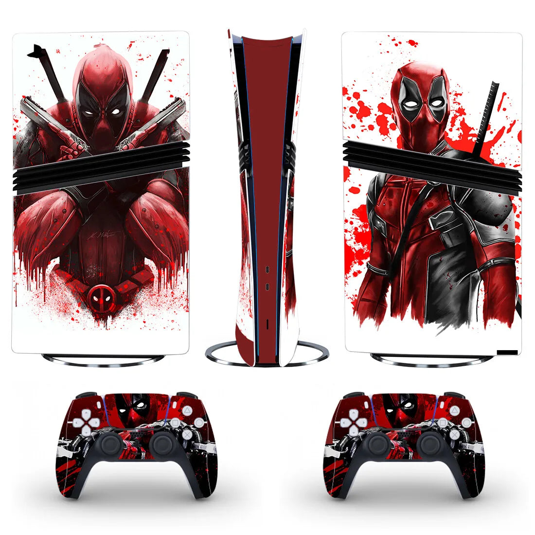 Skin Autocollant PS5 Pro Deadpool - Console Manettes Design Katanas
