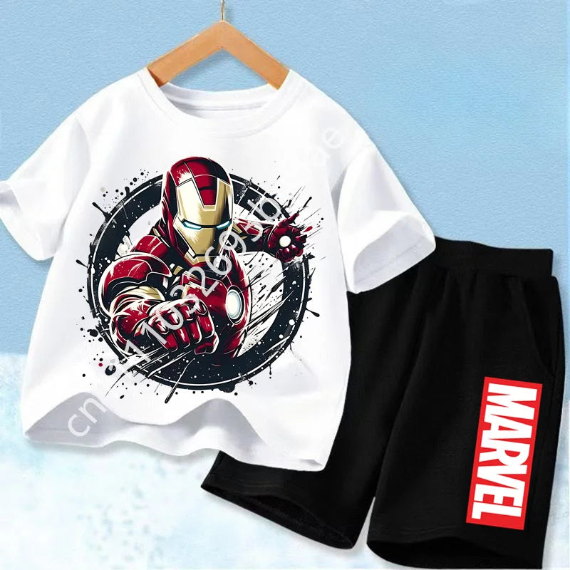 T-Shirt Avengers Iron Man Enfant - Ensemble Blanc Short Noir