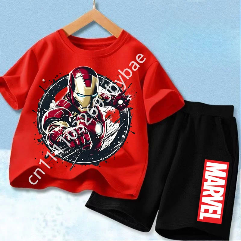 T-Shirt Avengers Iron Man Enfant - Ensemble Rouge Short Noir