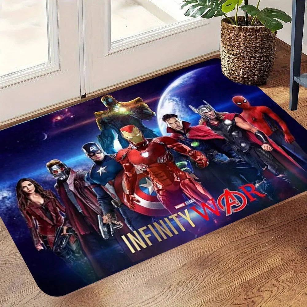 Tapis Marvel Avengers Infinity War - Design Silhouettes Bleu Nuit