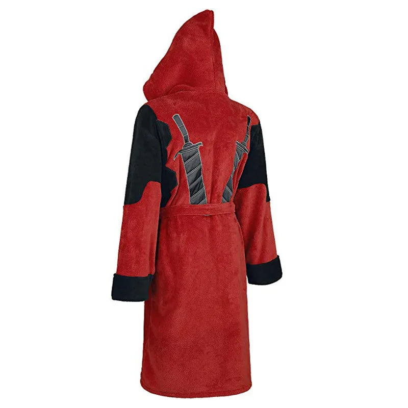 Peignoir Polaire Deadpool - Robe Capuche Cosplay avec Épées Katana