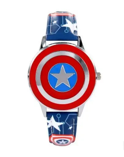 Montre Enfant Avengers Captain America - Bracelet Bleu Marine Étoilé