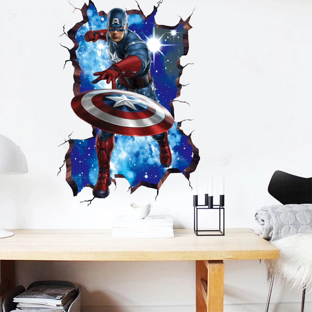 Sticker Mural Avengers Captain America - Décoration 3D Chambre Enfant