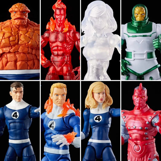 Figurine Marvel Legends Fantastic Four Retro Wave - The Thing Torche Humaine Femme Invisible M. Fantastique Psycho-Man 6 Pouces