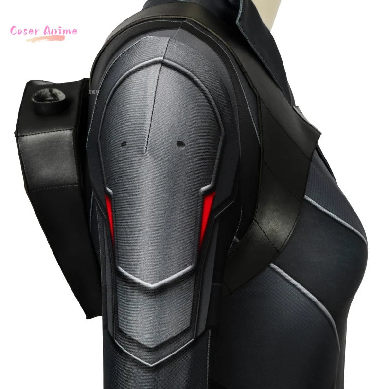 Costume Cosplay Black Widow Film - Combinaison Noire Ceinture Dorée Adulte