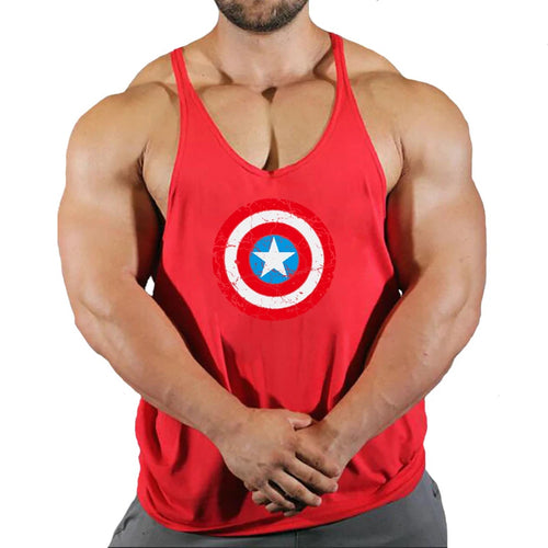 Débardeur Fitness Homme Captain America - Bouclier Rouge