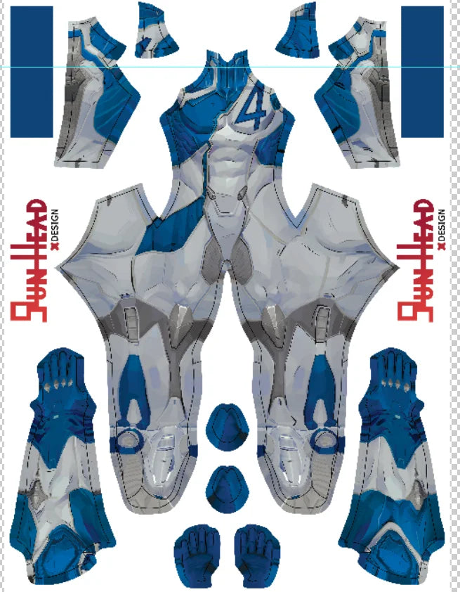 Déguisement Fantastic Four Mister Fantastic - Combinaison Bleue et Grise Effet Armure