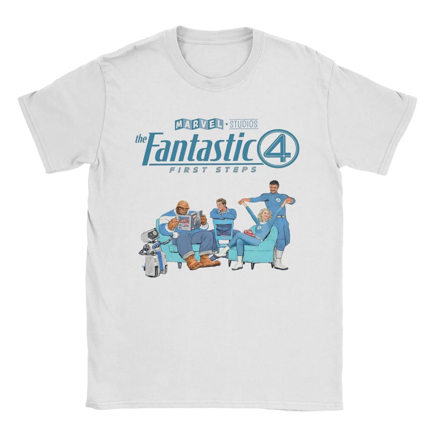 T-Shirt The Fantastic 4 First Steps - Poster Rétro Bleu Unisexe