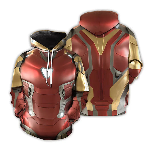 Sweat à Capuche Iron Man - Impression 3D Armure Rouge et Or