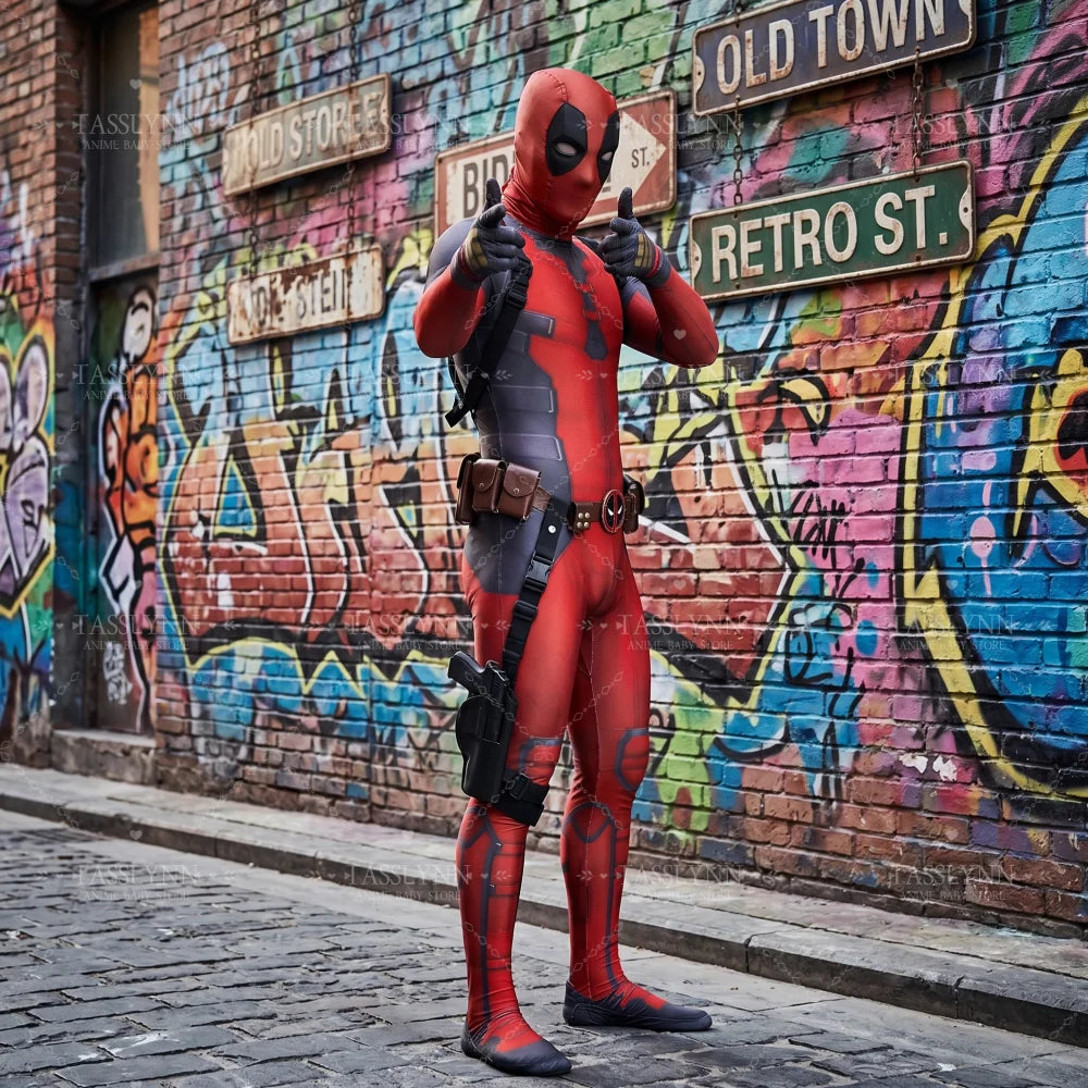 Combinaison Cosplay Deadpool Complète - Katanas Masque Ceinture Adulte