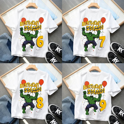 T-Shirt Anniversaire Hulk - Smash avec Chiffre Enfant
