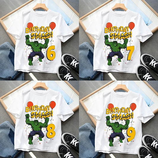 T-Shirt Anniversaire Hulk - Smash avec Chiffre Enfant