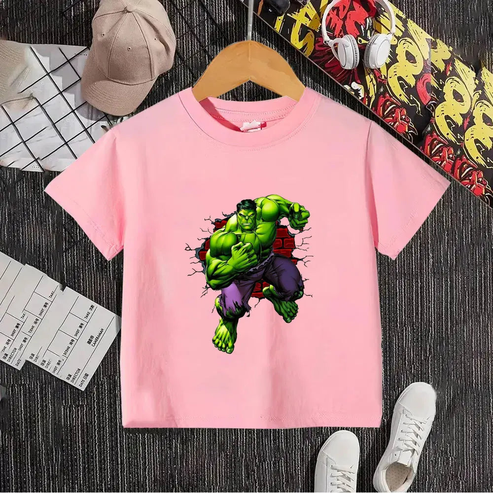 T-Shirt Enfant Hulk - Traversant Mur de Briques Blanc