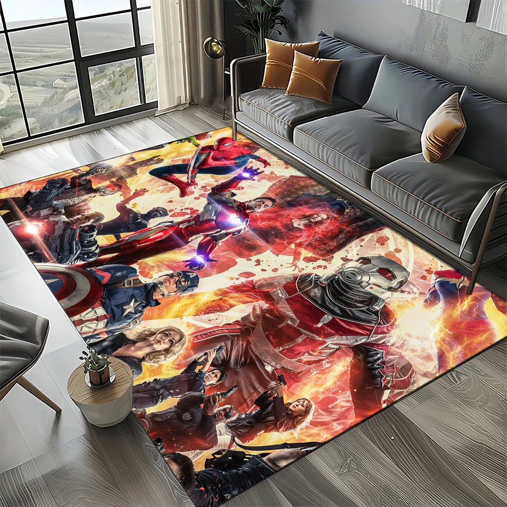 Tapis Avengers 3D - Design Collage Héros Multicolore
