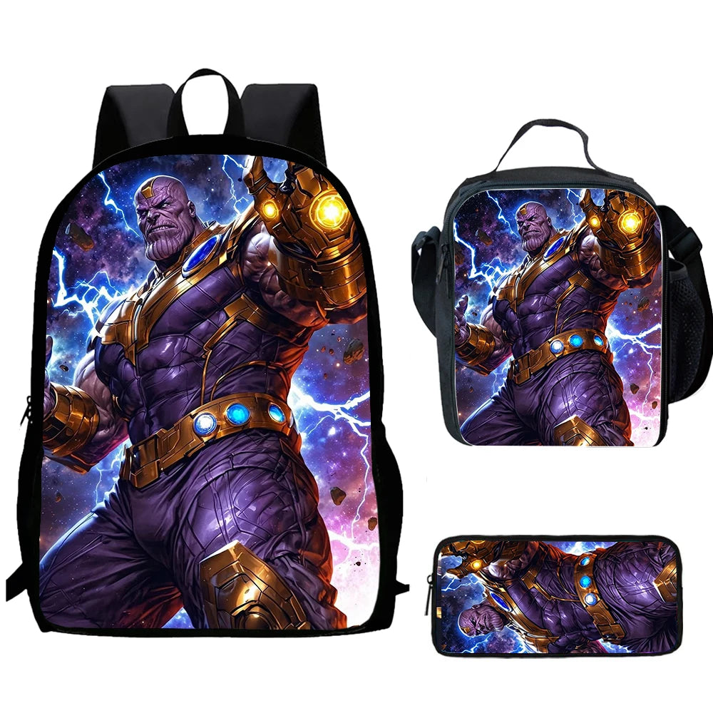 Sac à Dos Thanos Éclairs 3 Pièces - Poing Levé Set École Enfant