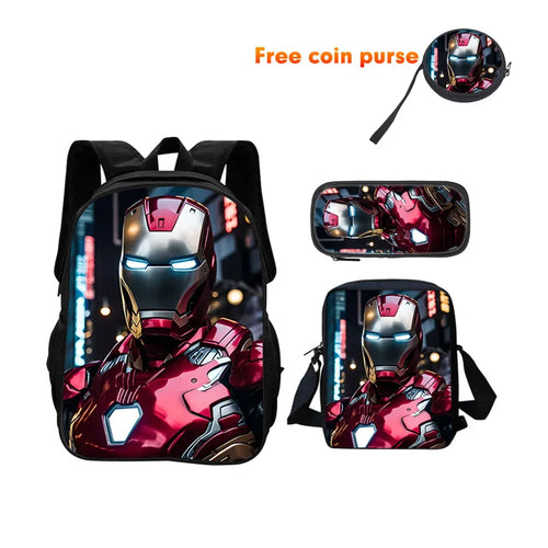 Ensemble Cartable 3 Pièces Avengers Iron Man - Buste Néons Ville Nuit