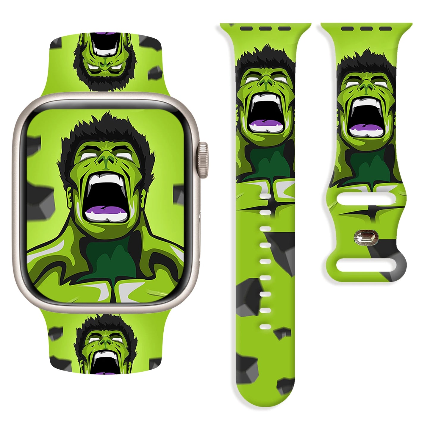 Bracelet Apple Watch Hulk - Visage Hurlant Vert Clair