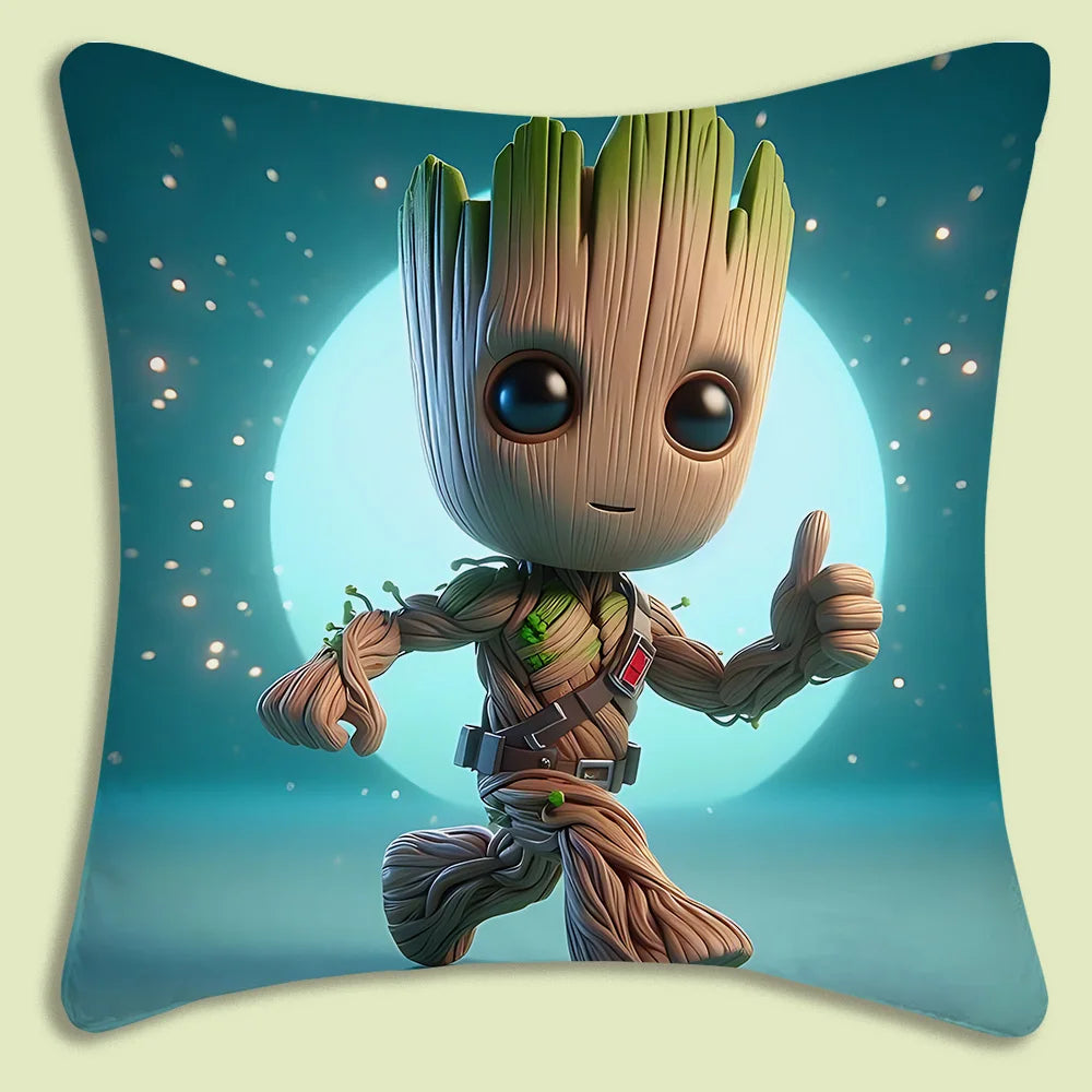 Housse de Coussin Baby Groot - Pouce Levé Pleine Lune Étoilée