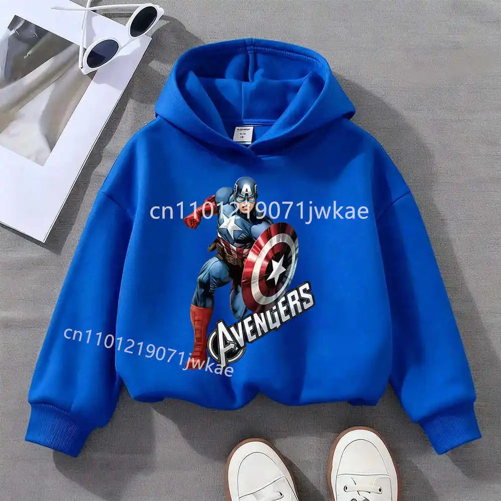 Sweat Capuche Enfant Avengers Captain America Solo - Bleu Roi
