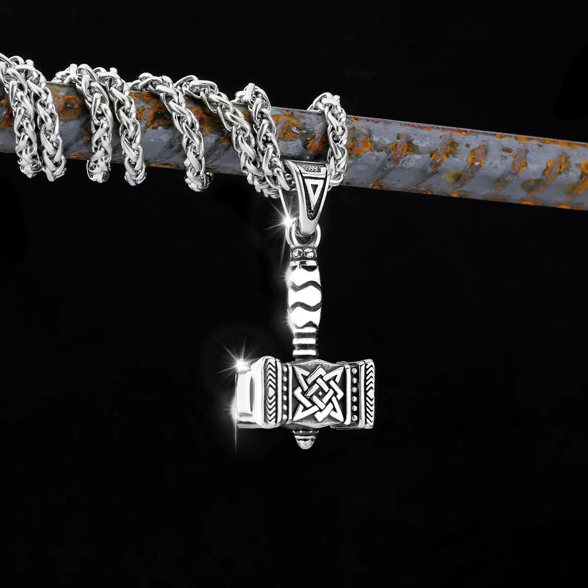 Collier Pendentif Marteau de Thor - Mjolnir Style Viking Acier